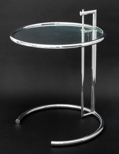 Eileen Gray Verchromte Glasplatte Lampe Tisch