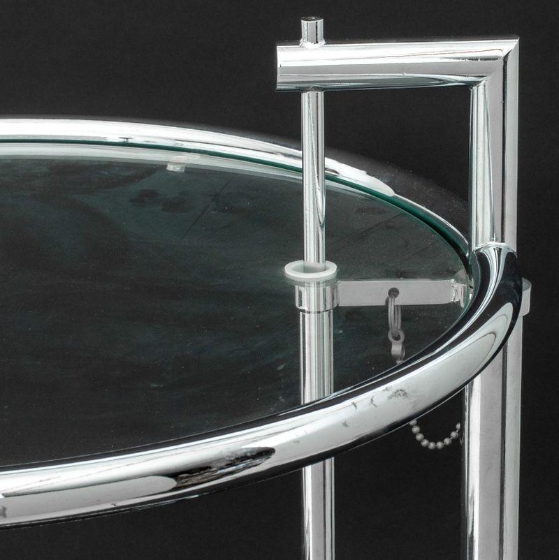 Verre Table de lampe à plateau en verre chromé Eileen Gray en vente