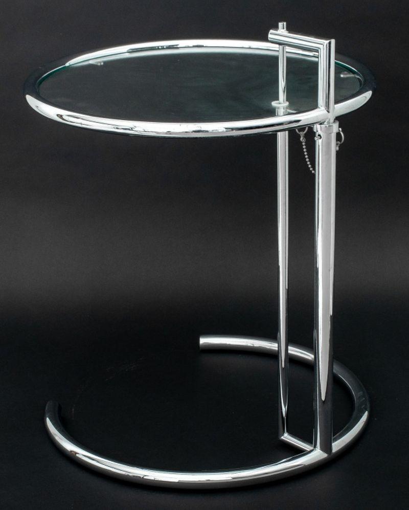 Table de lampe à plateau en verre chromé Eileen Gray en vente 1