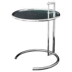 Eileen Gray Verchromte Glasplatte Lampe Tisch