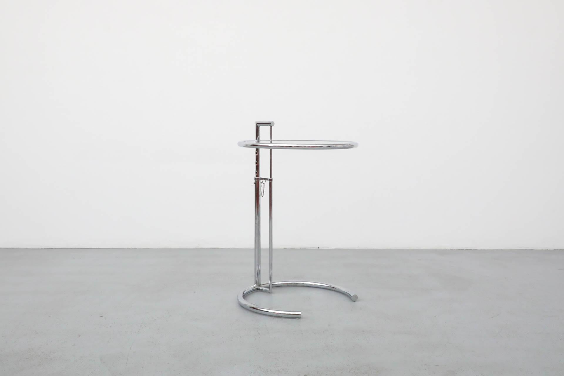Eileen Gray E1027 Adjustable Chrome and Glass Side Table 4
