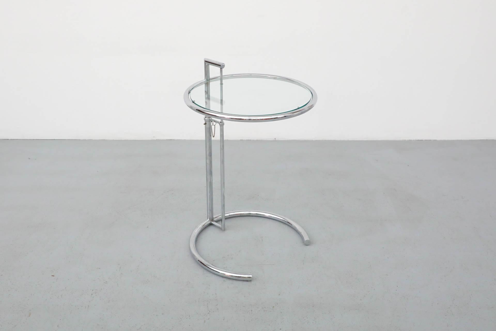Eileen Gray E1027 Adjustable Chrome and Glass Side Table 5