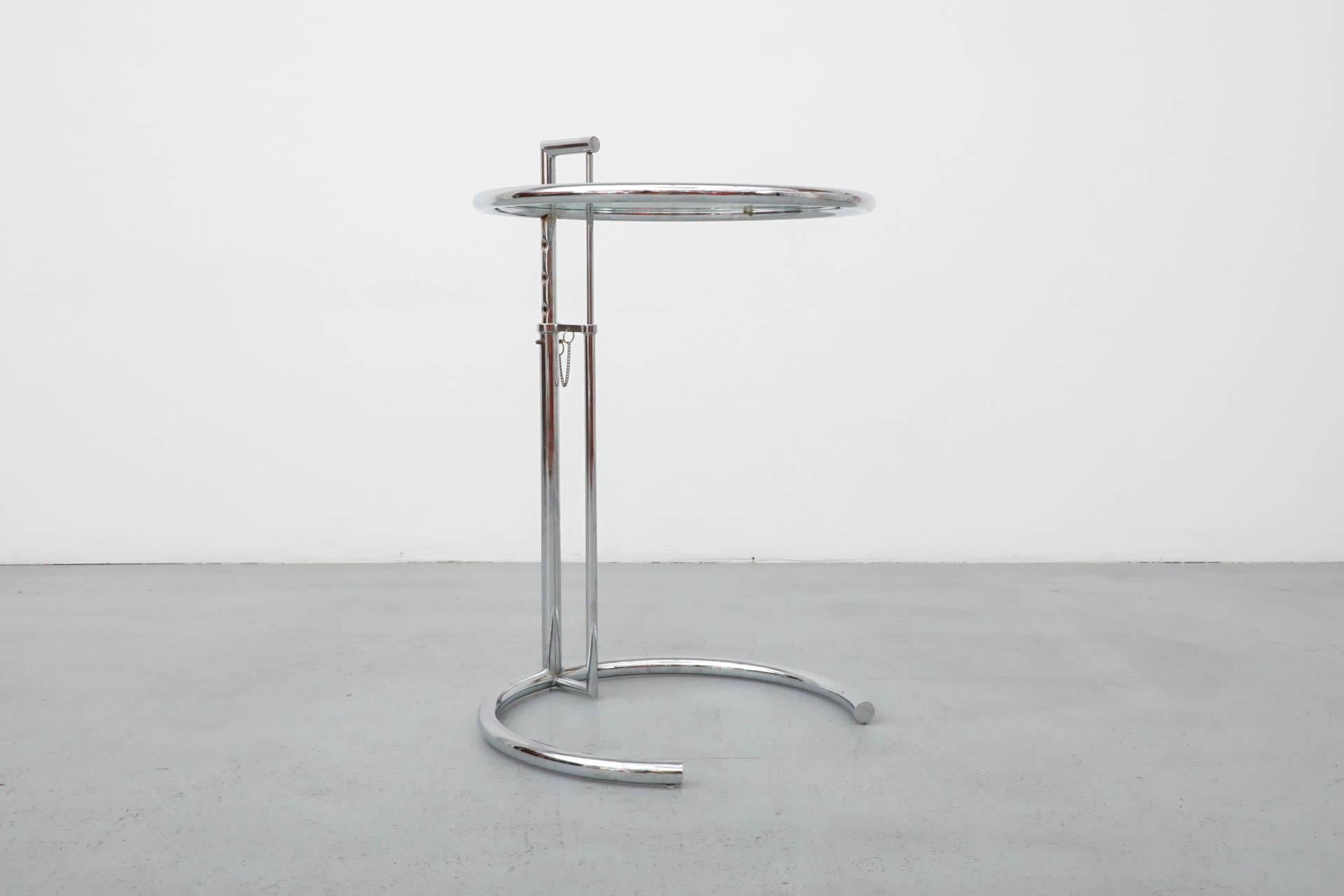 Eileen Gray E1027 Adjustable Chrome and Glass Side Table 6