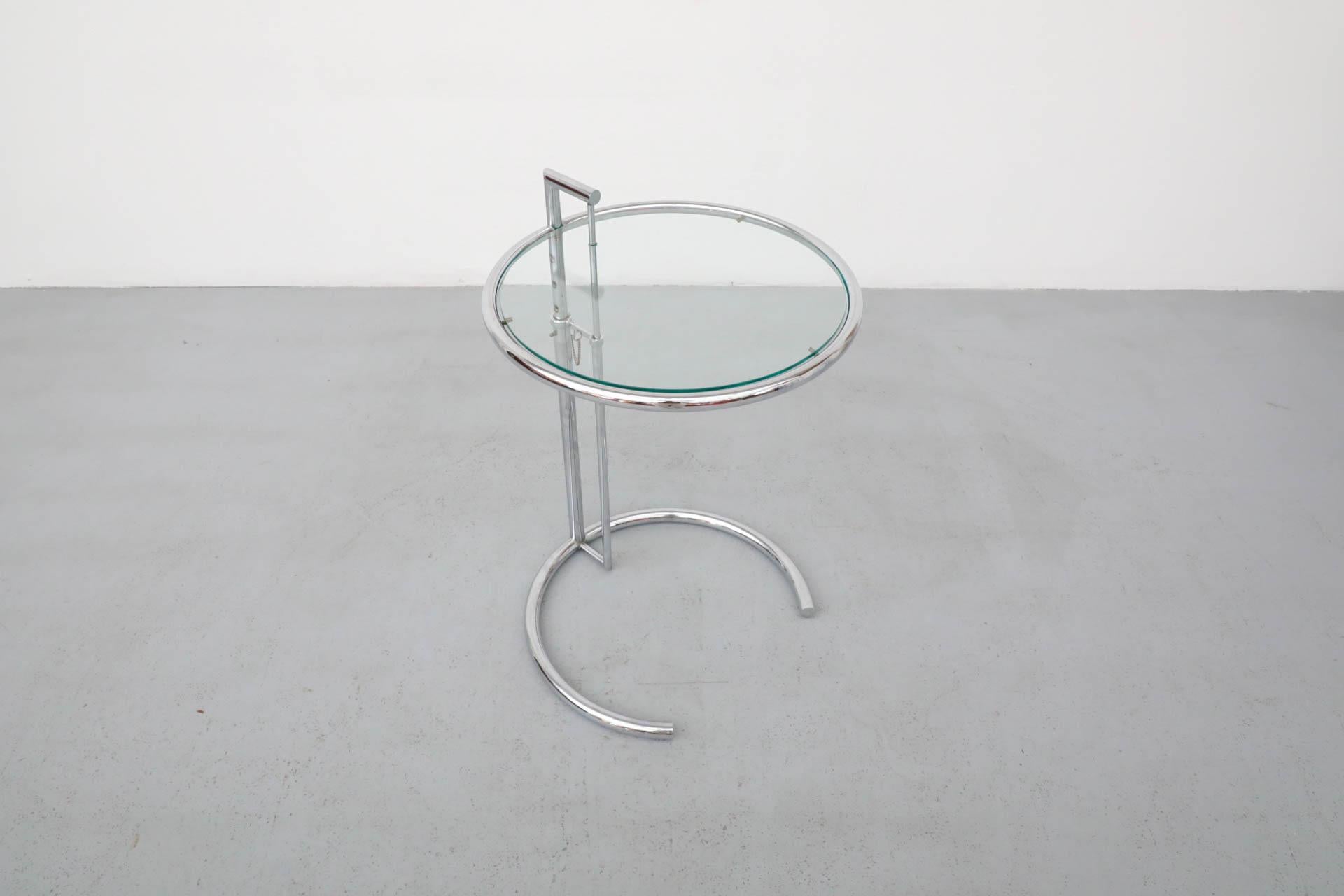 Eileen Gray E1027 Adjustable Chrome and Glass Side Table 7