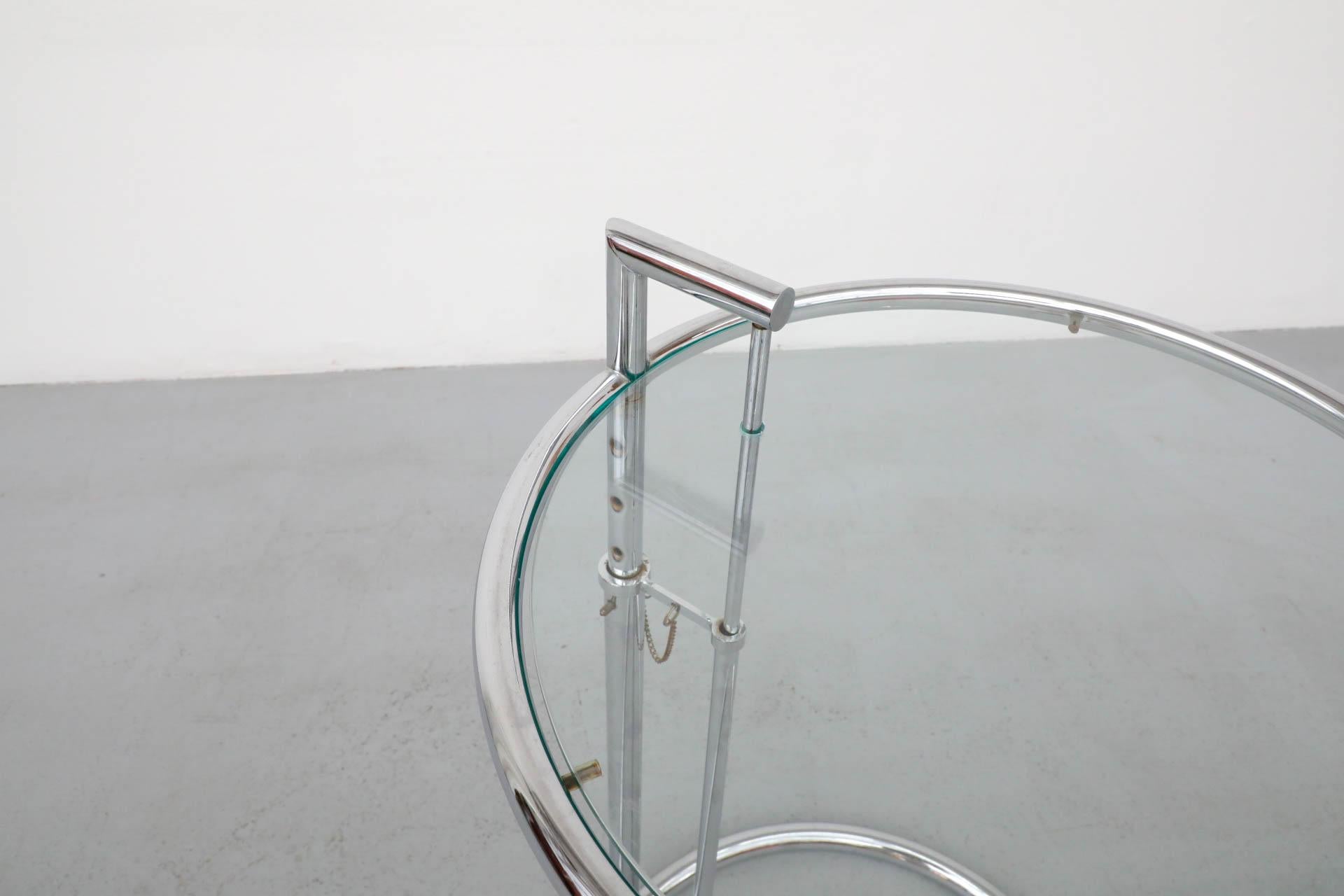 Eileen Gray E1027 Adjustable Chrome and Glass Side Table 8