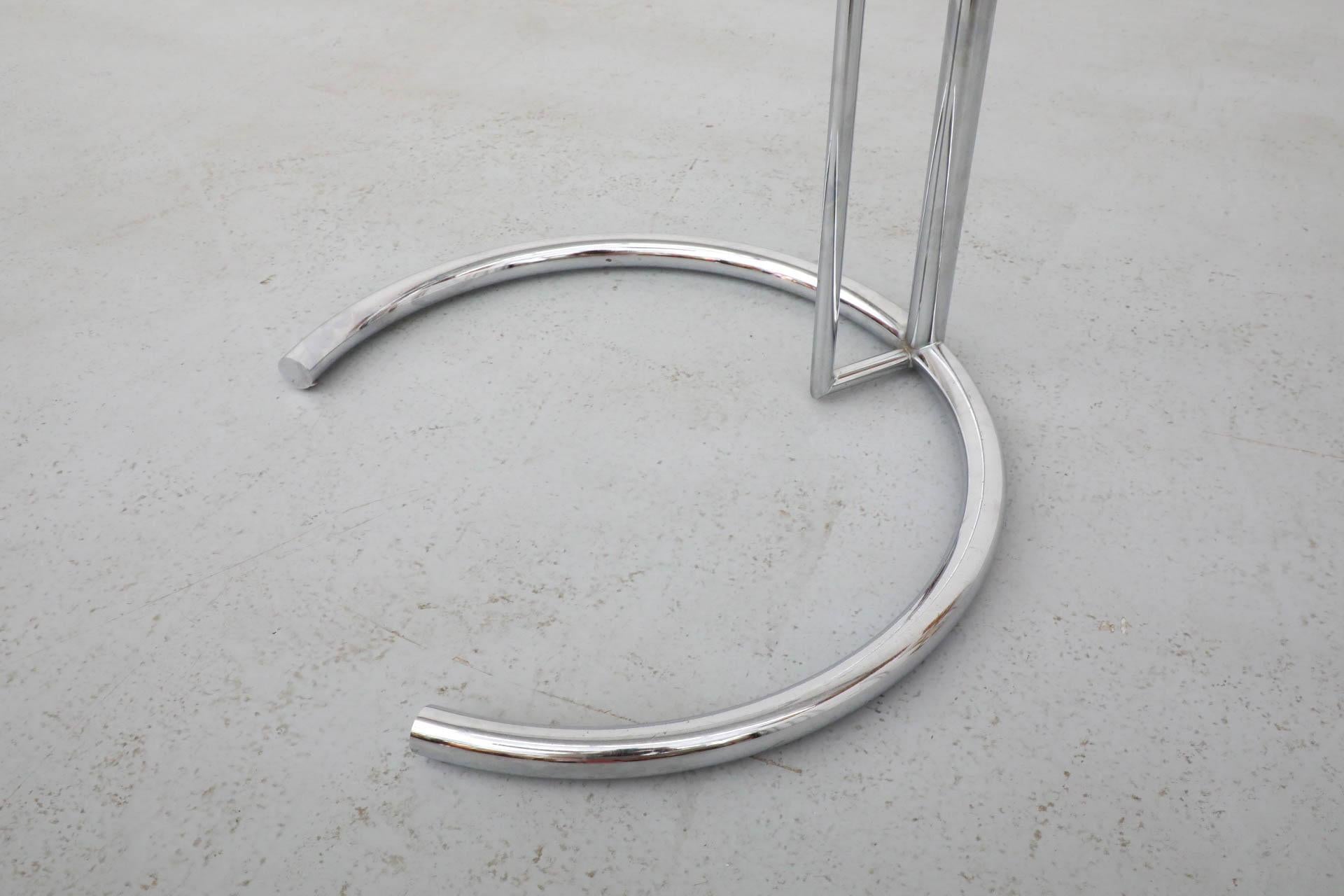 Eileen Gray E1027 Adjustable Chrome and Glass Side Table 11
