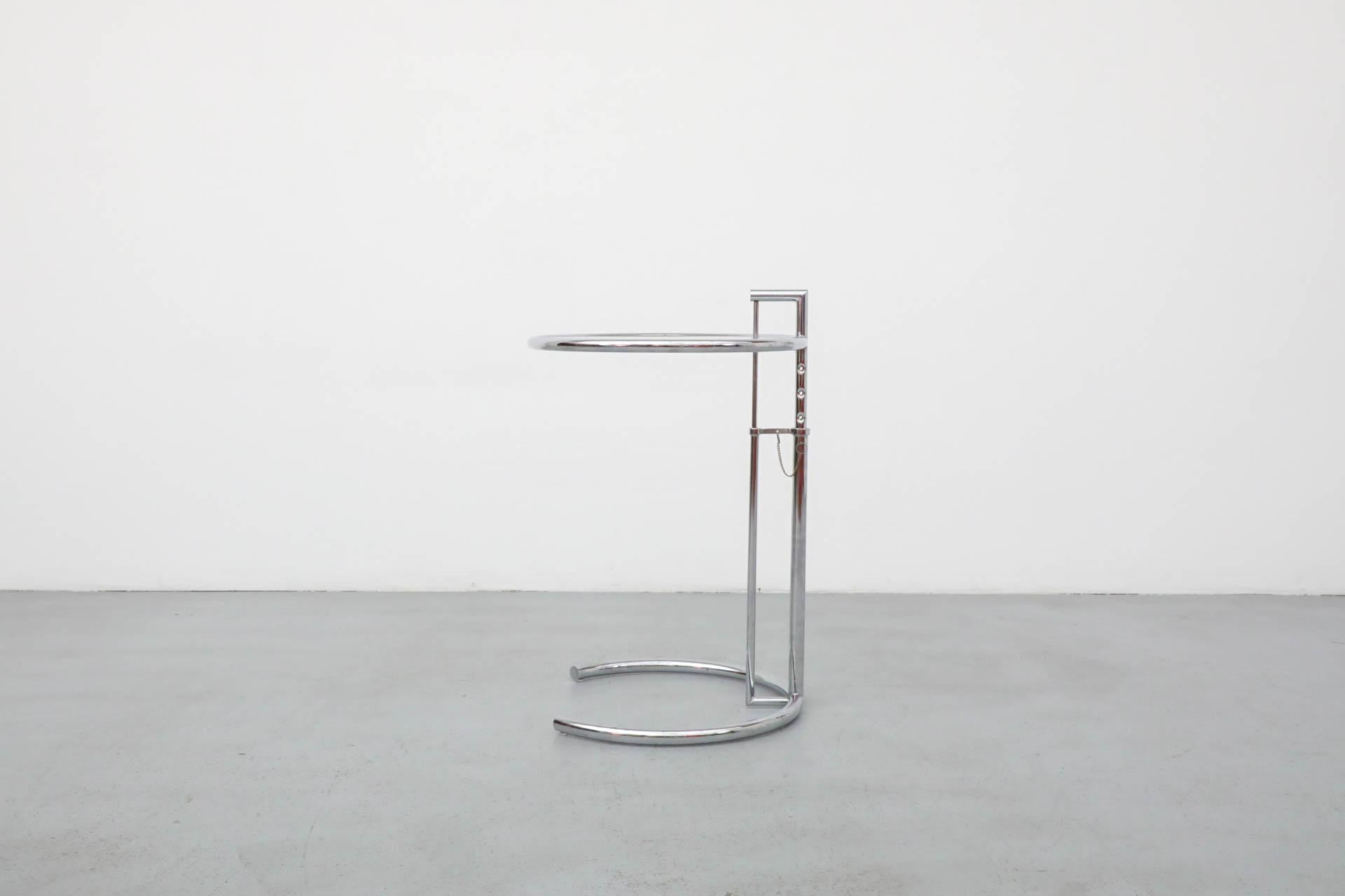 Early 20th Century Eileen Gray E1027 Adjustable Chrome and Glass Side Table