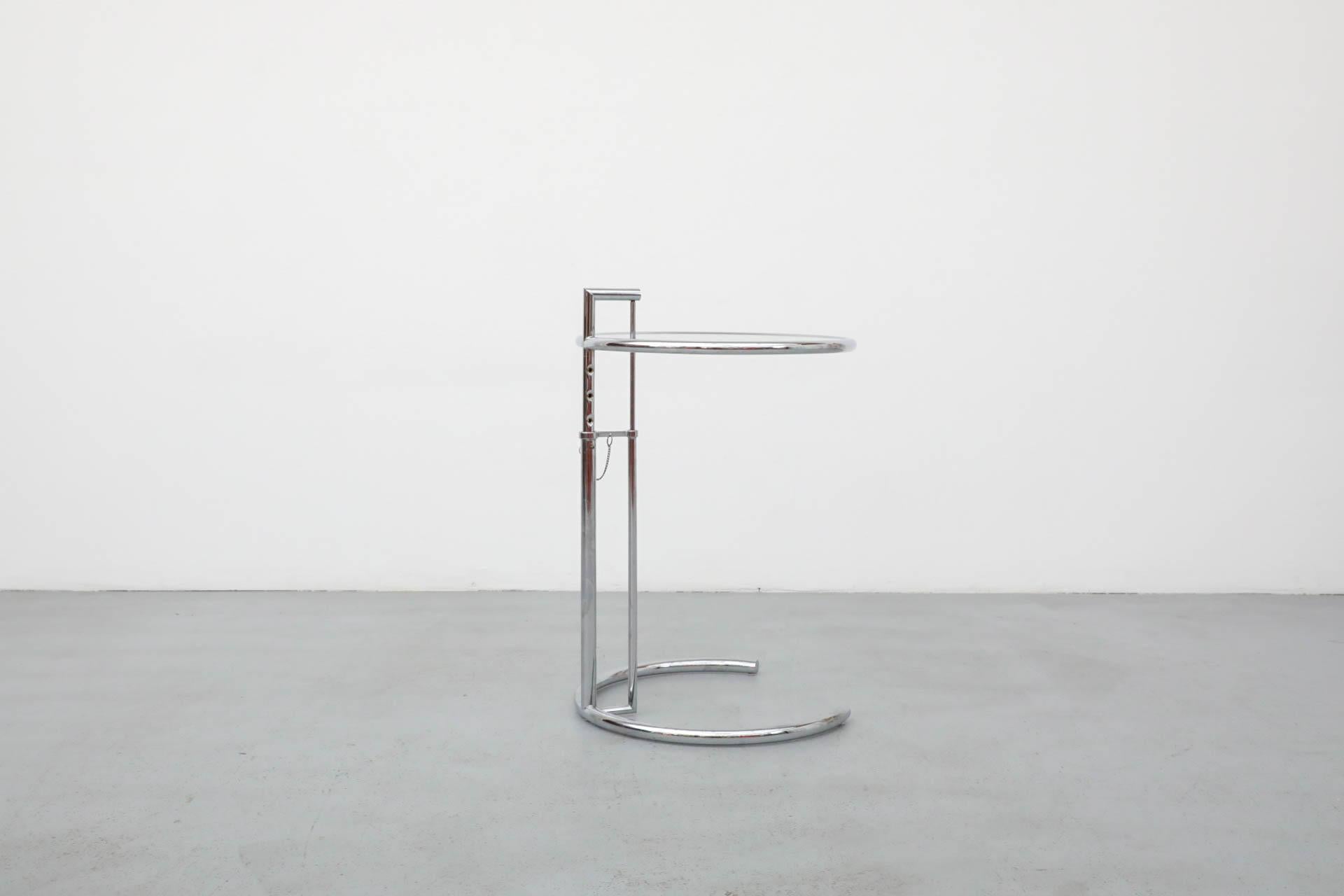 Eileen Gray E1027 Adjustable Chrome and Glass Side Table 2