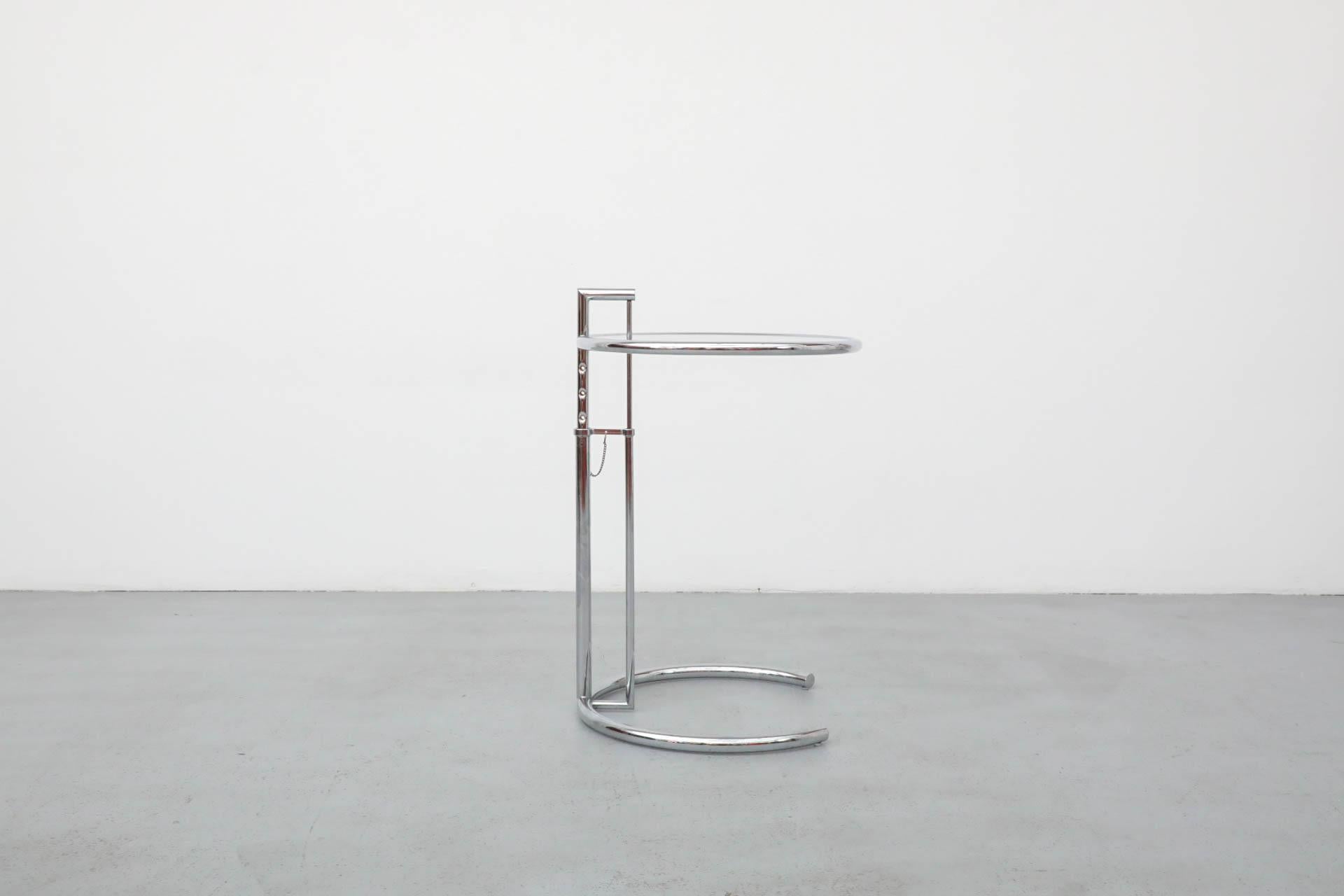 Eileen Gray E1027 Adjustable Chrome and Glass Side Table 3