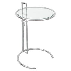 Eileen Gray E1027 Adjustable Chrome and Glass Side Table