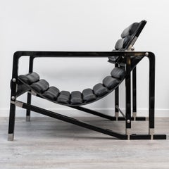 Eileen Gray, Ecart International, Transat Chair Black Leather Lacquer Wood