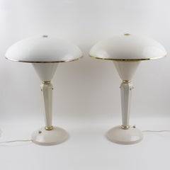 Eileen Gray for Jumo Art Deco Bakelite Table Lamp, a pair