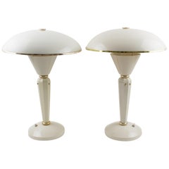 Eileen Gray for Jumo Art Deco Bakelite Table Lamp, a pair
