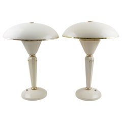 Eileen Gray for Jumo Art Deco Bakelite Table Lamp, a pair