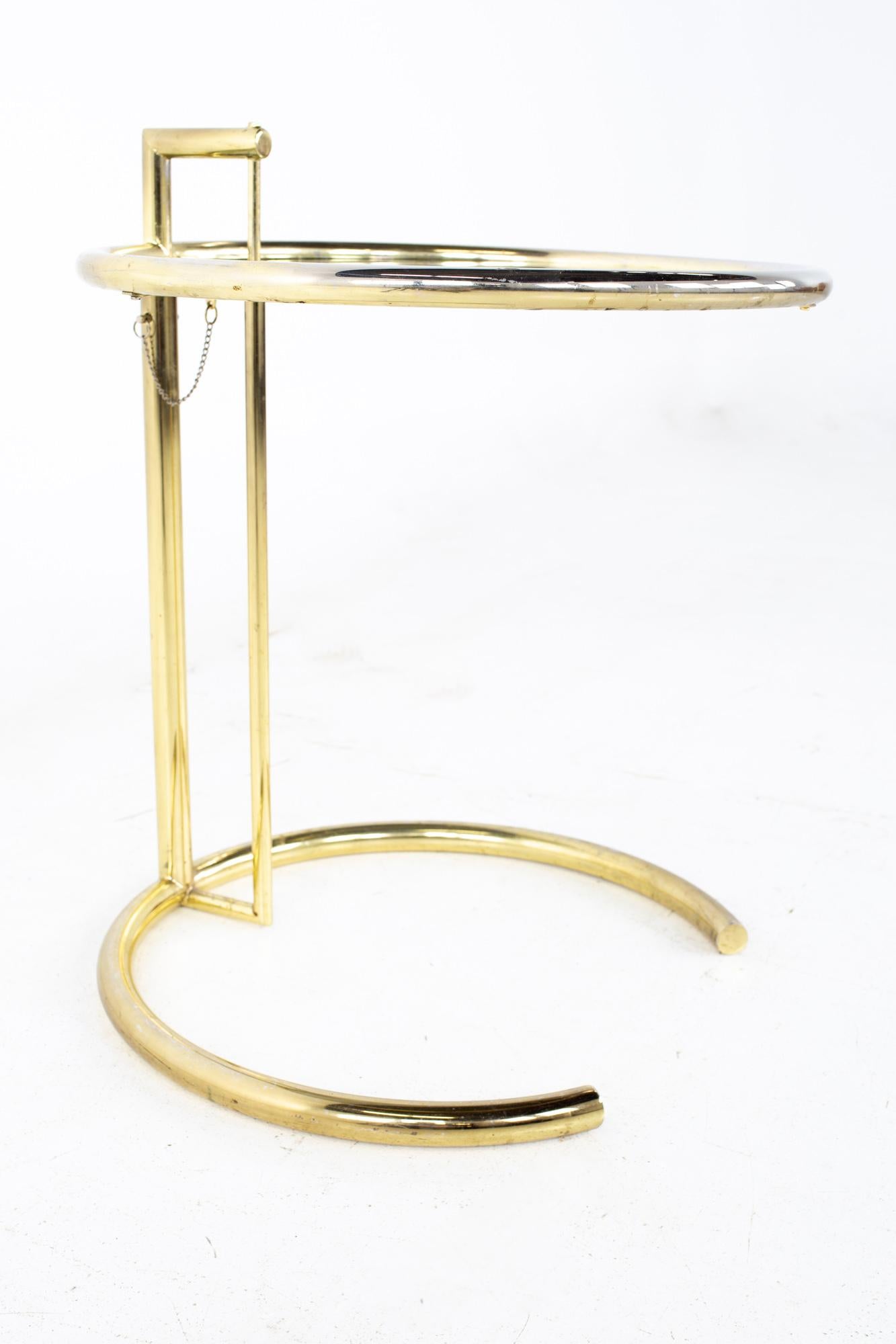 American Eileen Gray Mid Century Brass Adjustable Side End Table