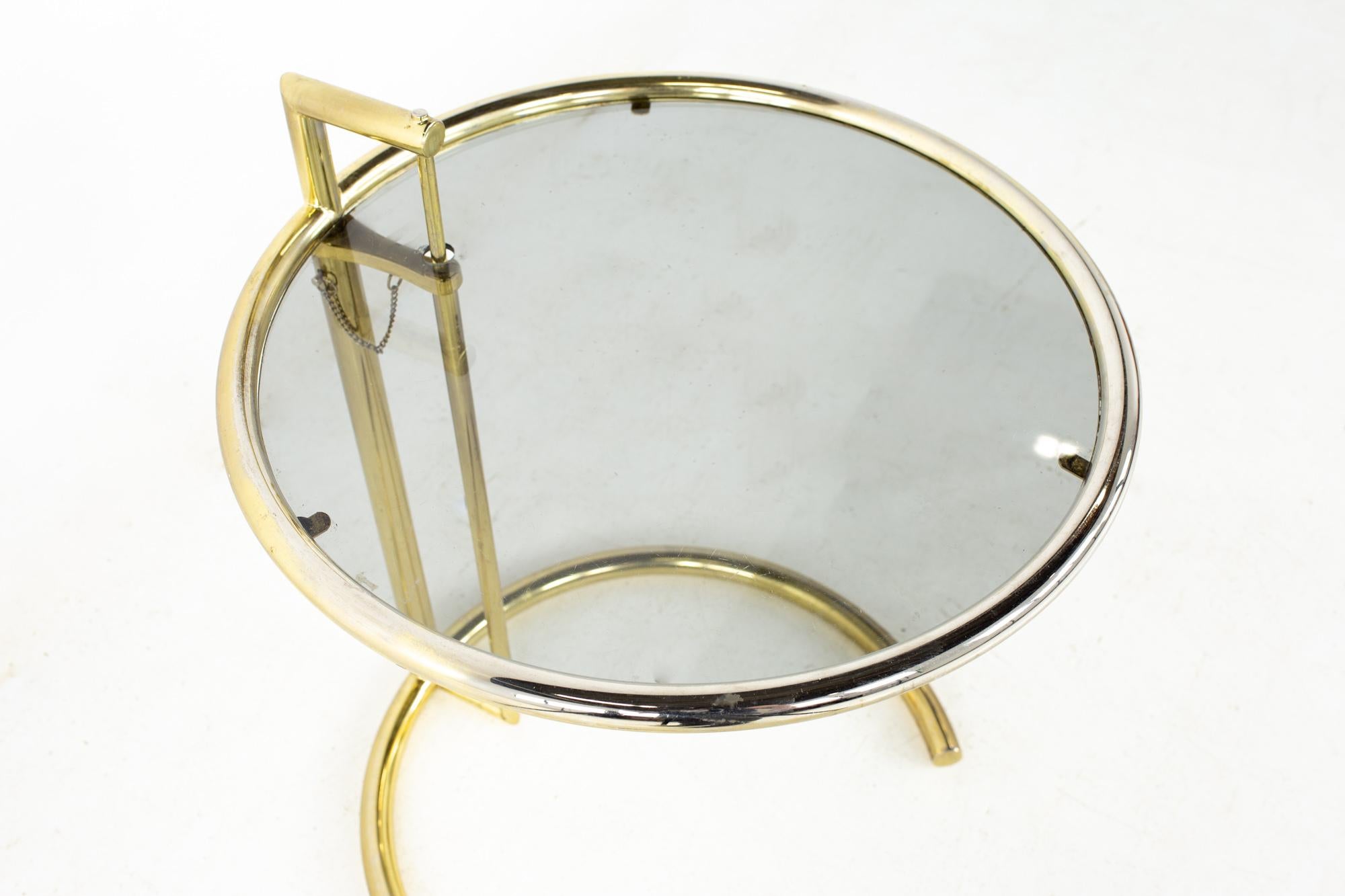 Eileen Gray Mid Century Brass Adjustable Side End Table 1
