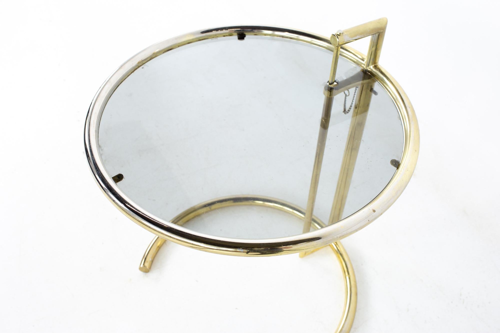 Eileen Gray Mid Century Brass Adjustable Side End Table 2