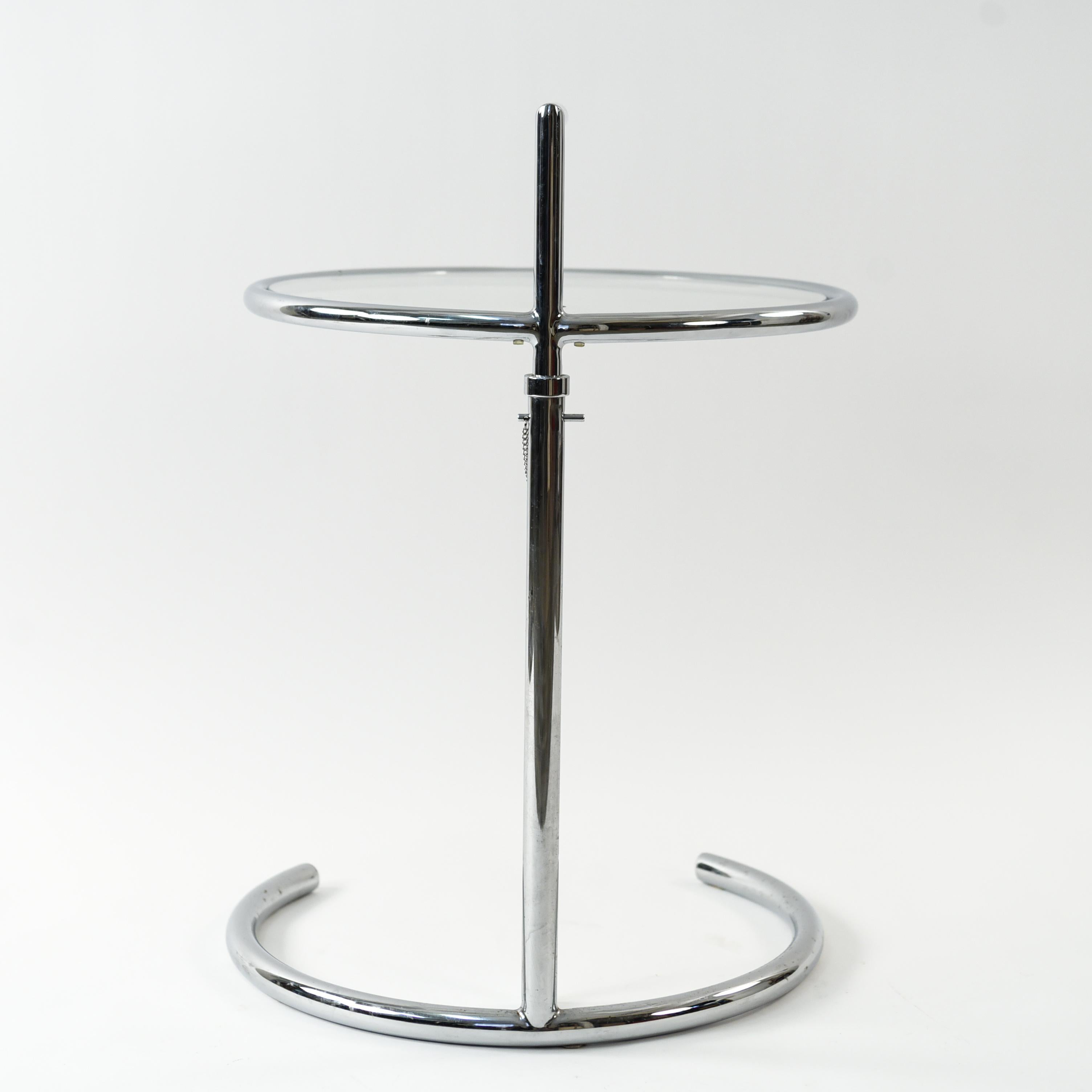 Eileen Gray Model E1027 Chrome and Glass Side Table 5