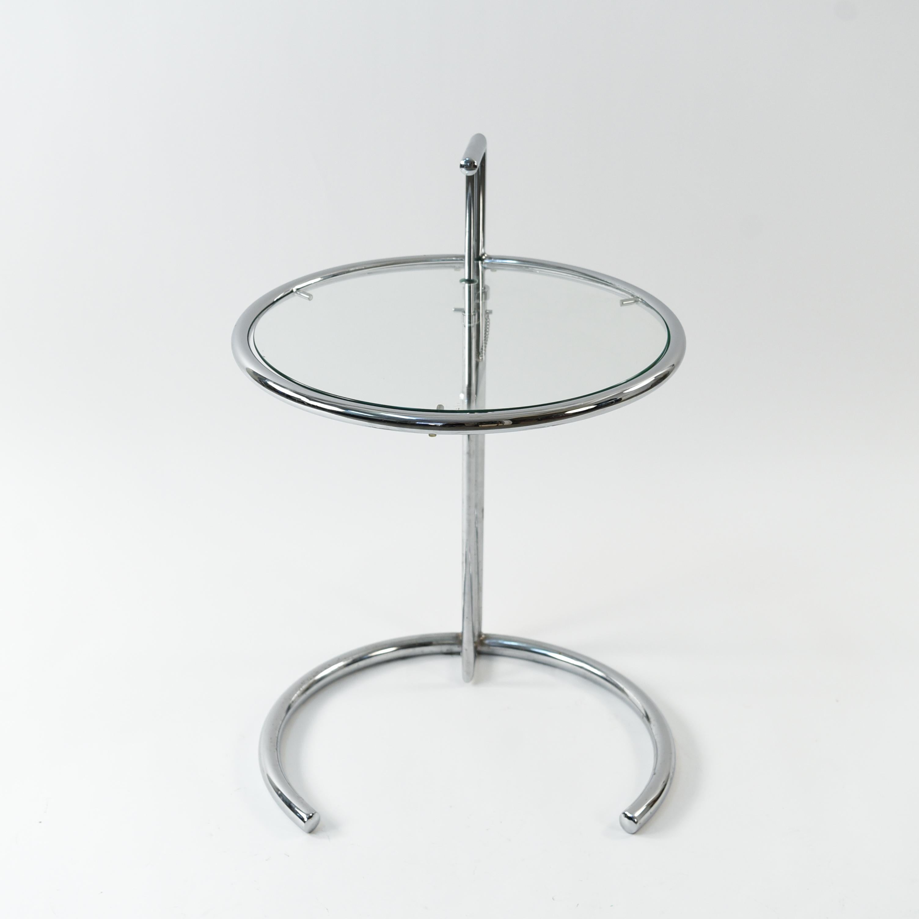 Eileen Gray Model E1027 Chrome and Glass Side Table 3