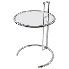 Eileen Gray Model E1027 Chrome and Glass Side Table