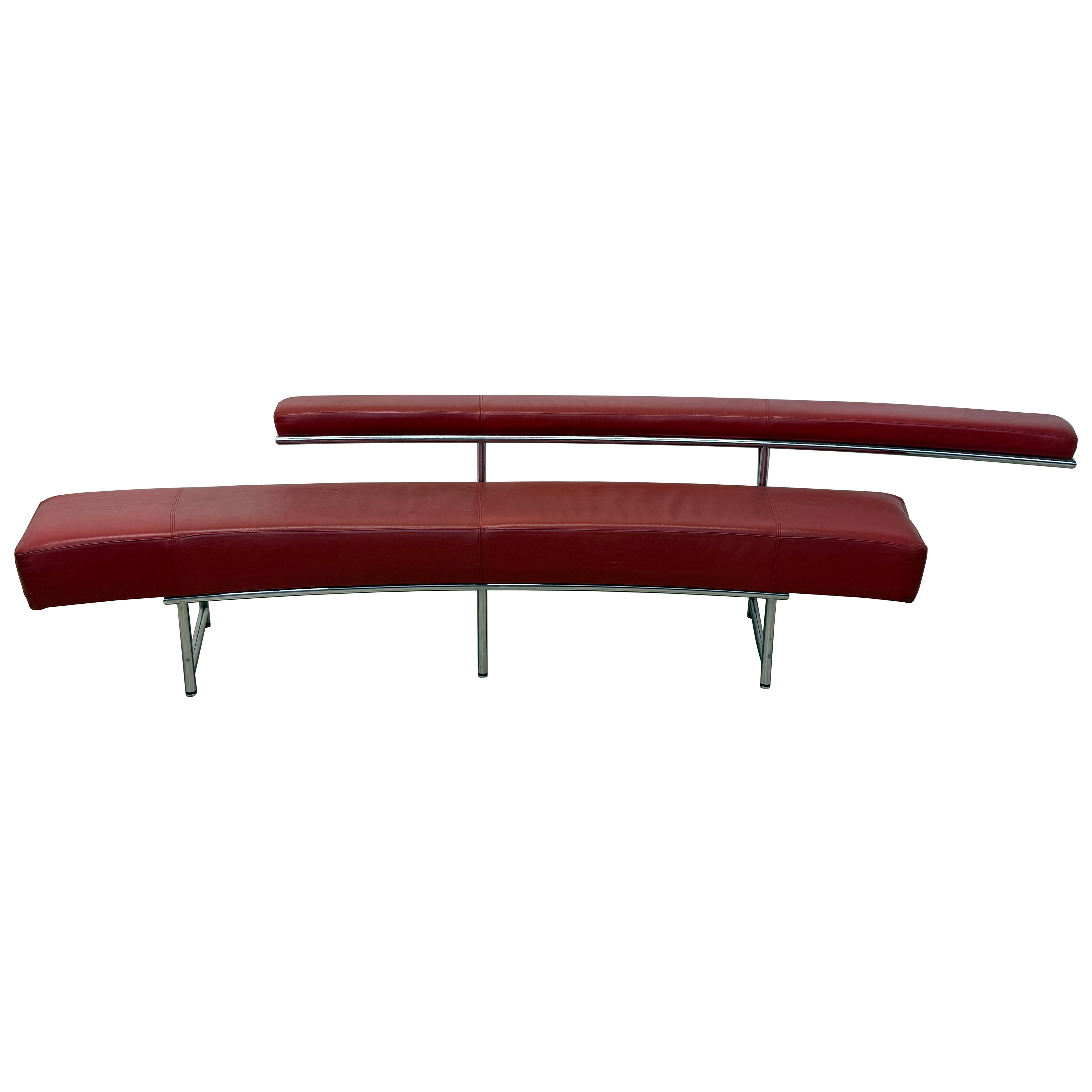 Canapé en cuir rouge et chrome Eileen Gray "Monte Carlo" pour ClassiCon en vente