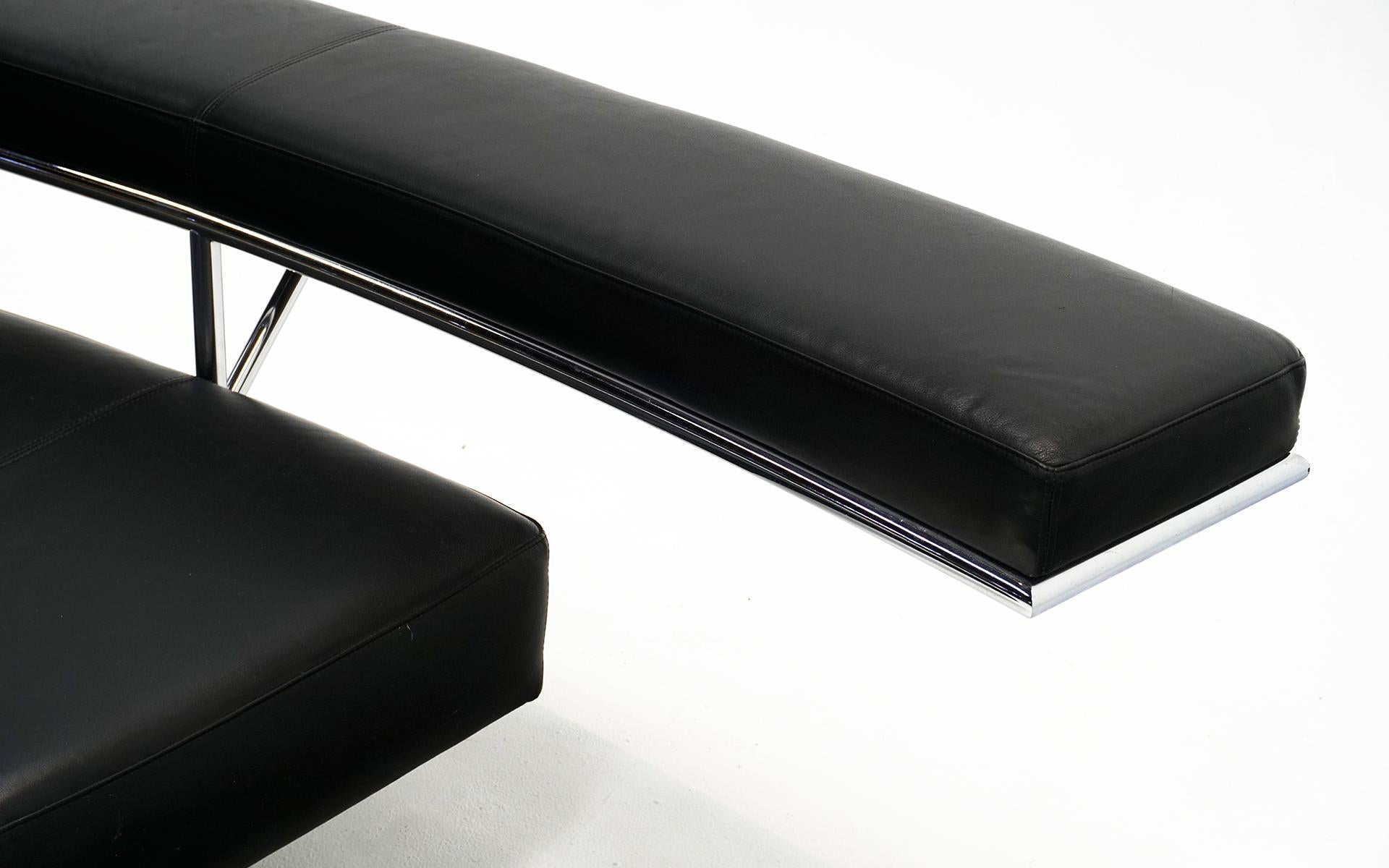 Eileen Gray Monte Carlo Sofa for ClassiCon, Black Leather and Chrome, Signed For Sale 4