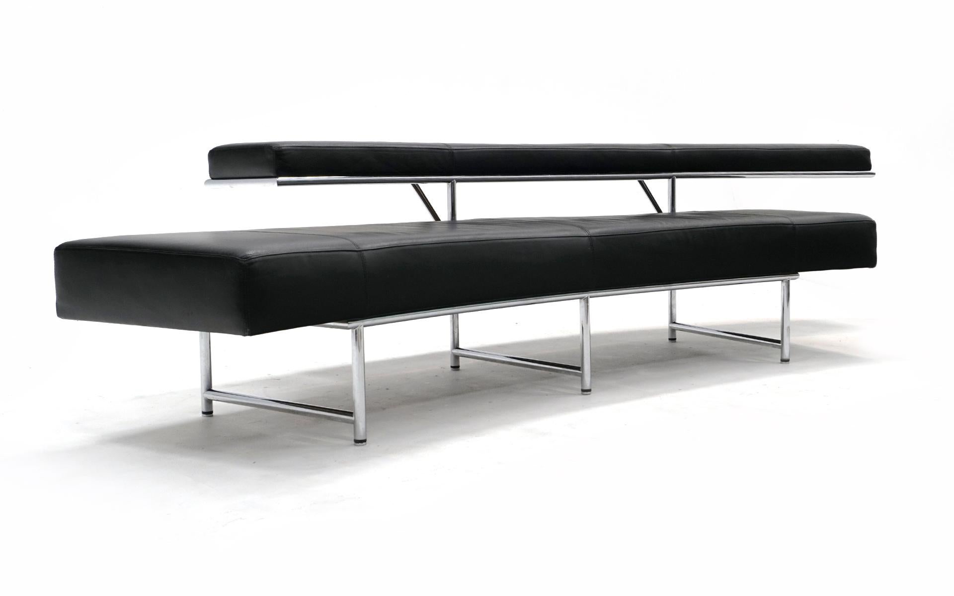 Bauhaus Eileen Gray Monte Carlo Sofa for ClassiCon, Black Leather and Chrome, Signed For Sale