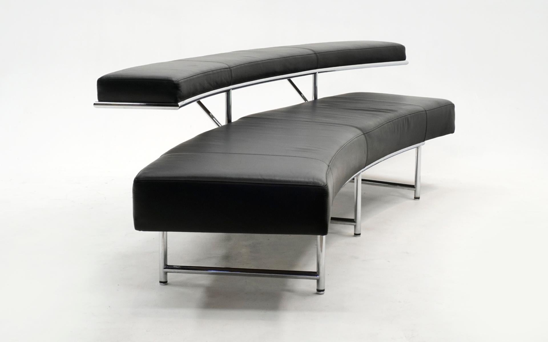 Eileen Gray Monte Carlo Sofa for ClassiCon, Black Leather and Chrome, Signed In Good Condition For Sale In Kansas City, MO