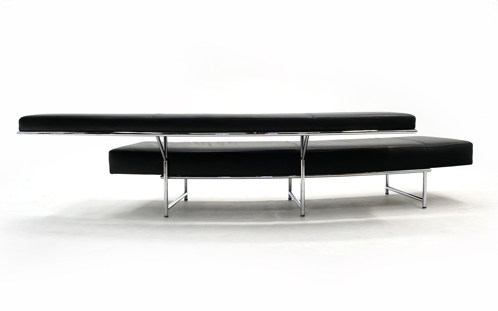 Contemporary Eileen Gray Monte Carlo Sofa for ClassiCon, Black Leather and Chrome, Signed For Sale