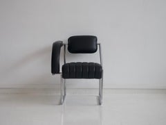 Eileen Gray Non Conformist Black Leather and Steel Chair