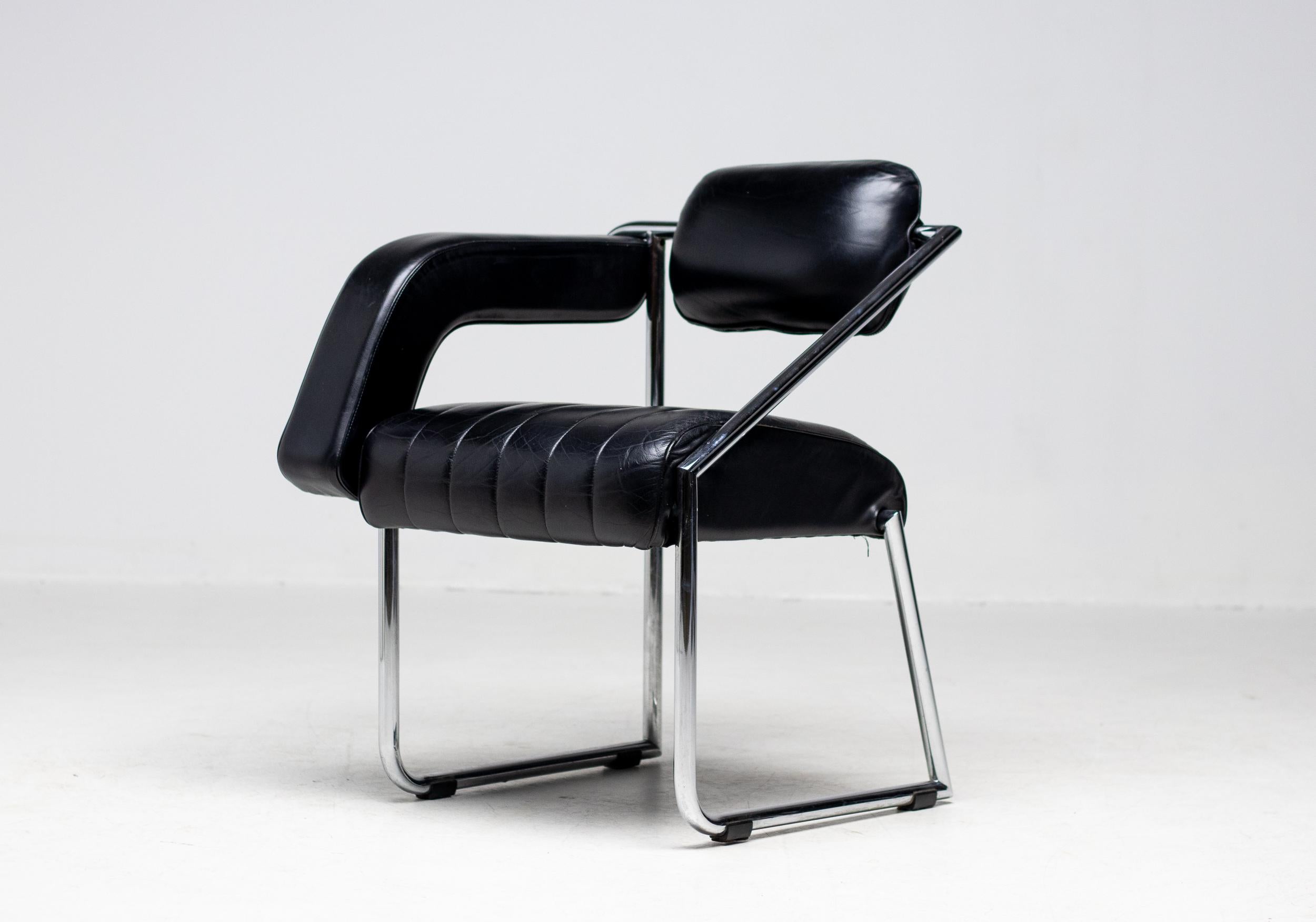 An iconic and provocative design by Eileen Gray, the Non Conformist Chair perfectly embodies her avant-garde approach to modernism and individuality. Originally conceived in the 1920s and produced in France circa 1970, this striking piece challenges