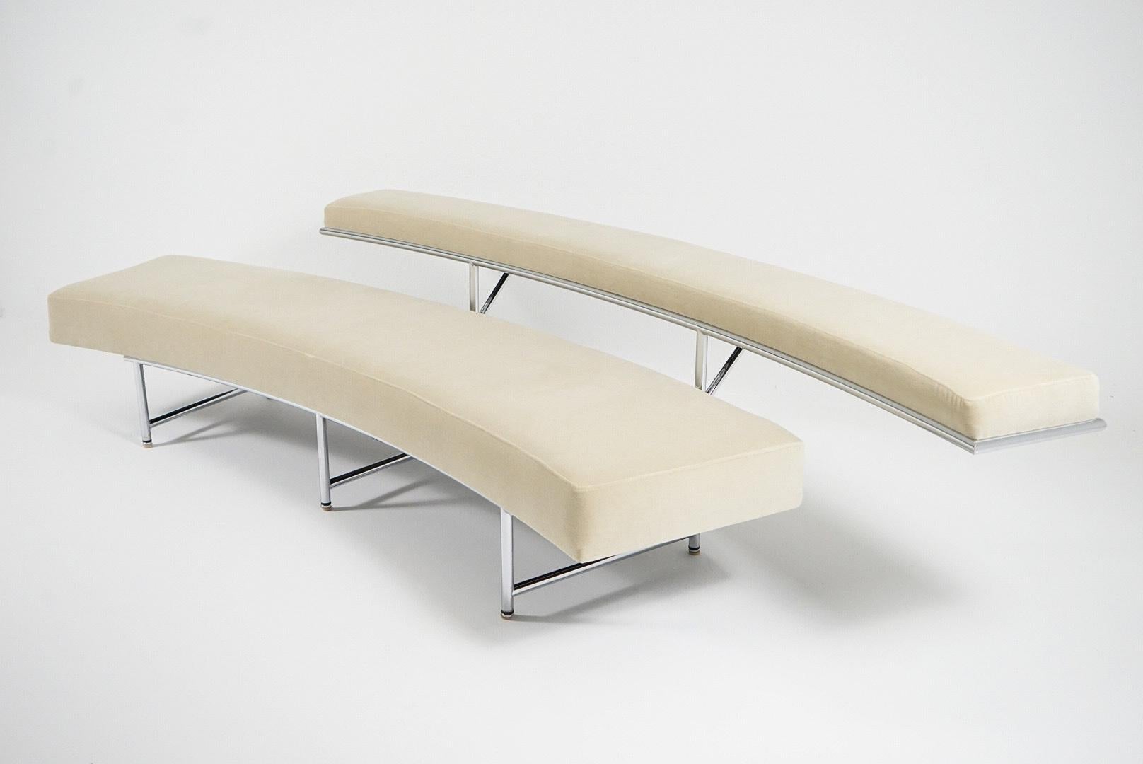 Incredible Eileen Gray Monte Carlo sofa designed in 1929, this piece is one of a kind as it has been upholstered in a beautiful short Italian Mohair. Sofa has signature and serial number as pictured. Eileen Gray‘s perhaps most exclusive sofa