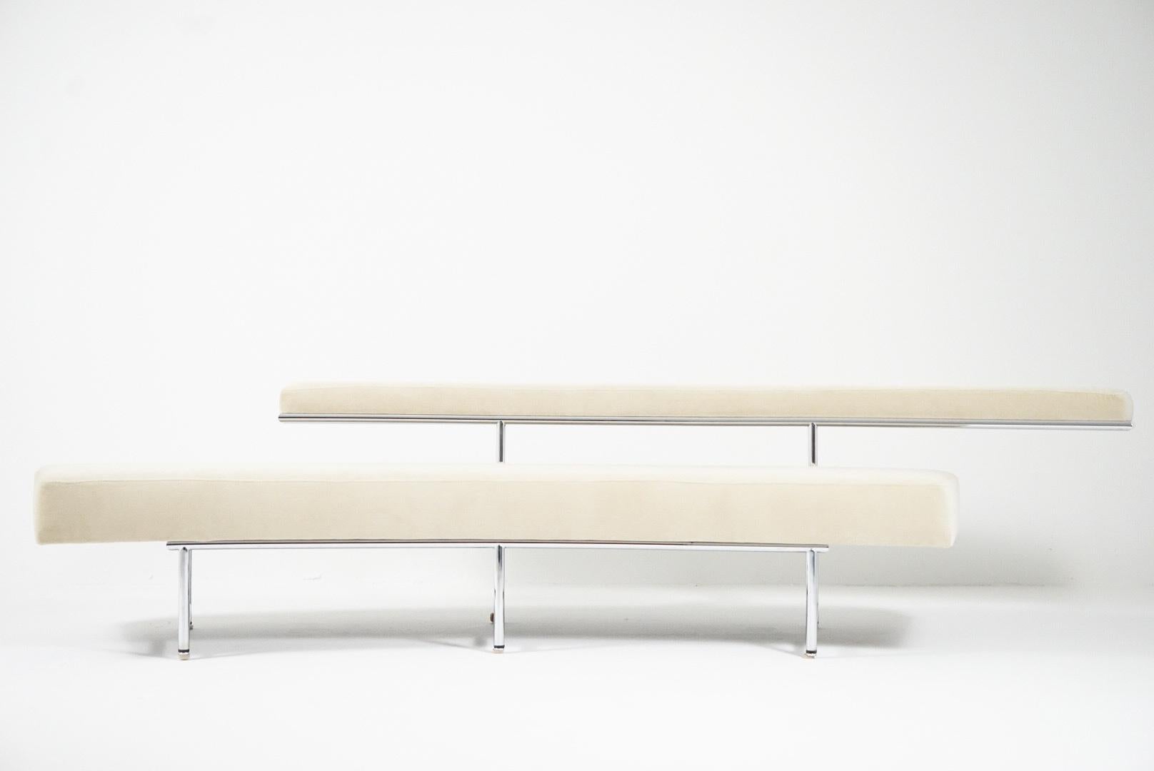 Steel Eileen Gray Original Monte Carlo Sofa Chaise in Italian Mohair