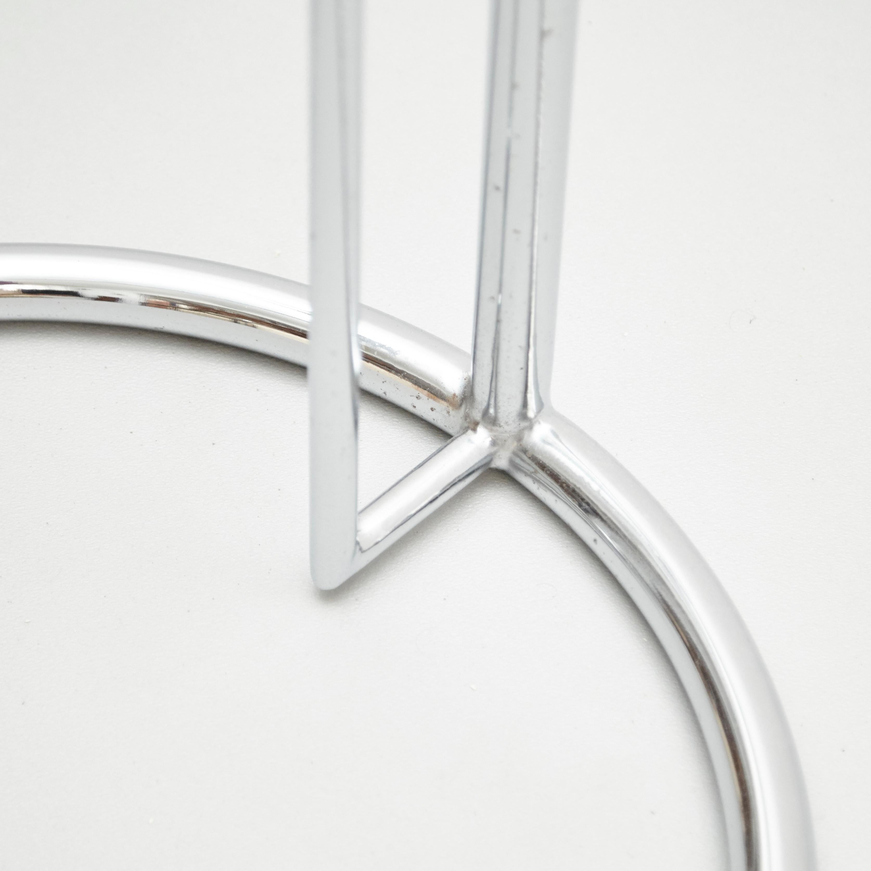 Mid-20th Century After Eileen Gray Pair of E1027 Side Tables, Glass and Tubular Steel, circa 1970