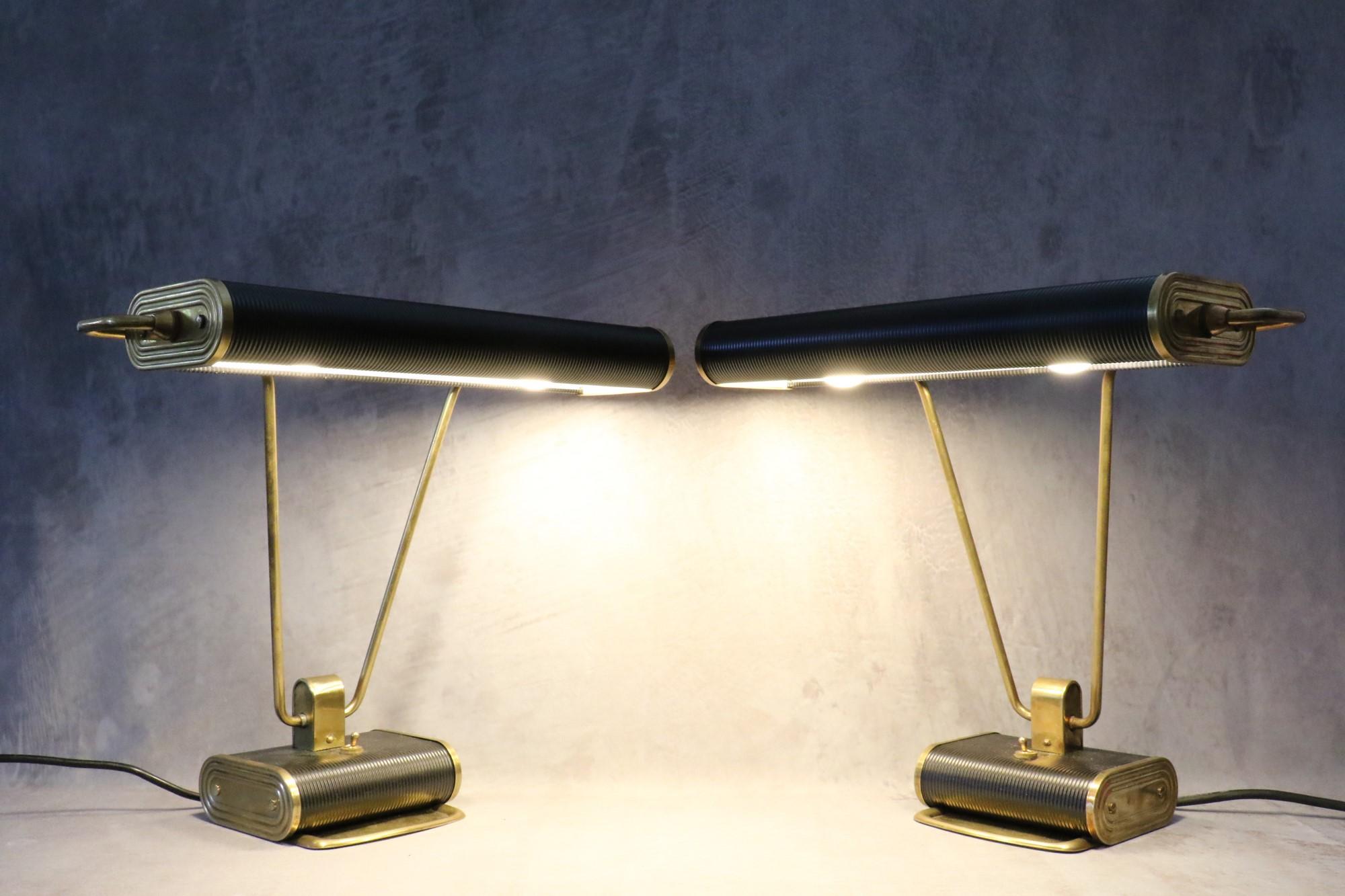Eileen Gray Pair of Late Art Deco desk lamp for Jumo circa 1945 era Le Corbusier 3