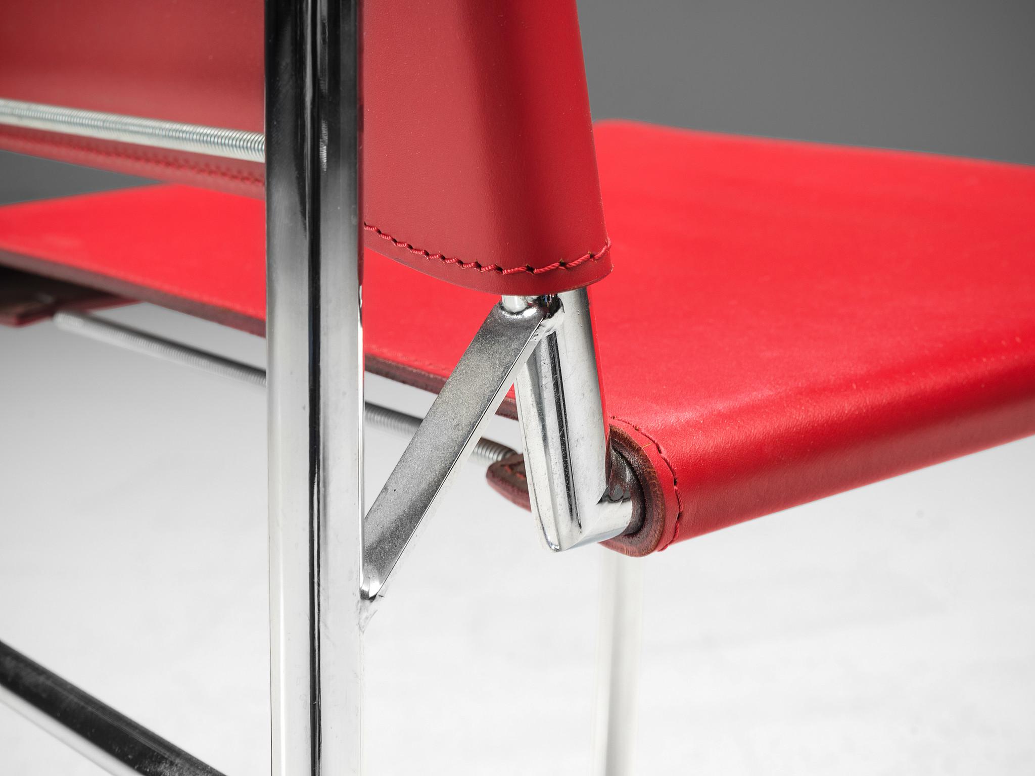 Eileen Graues Paar „Roquebrune“-Esszimmerstühle aus rotem Leder (amerikanisch) im Angebot