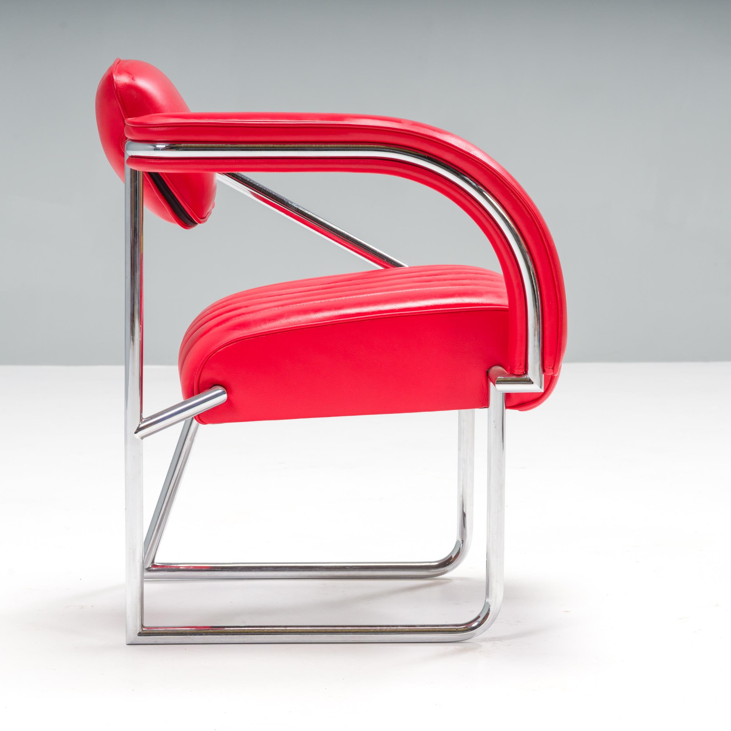 German Eileen Gray Red Leather Non Conformist Chair, 2006