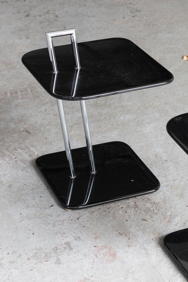 Steel Eileen Gray Set of 2 Side Tables for ClassiCon, Germany, 1950s