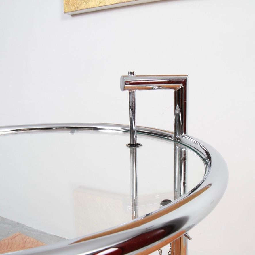 Eileen Gray Side Table in Chrome and Glass Model E1027 4