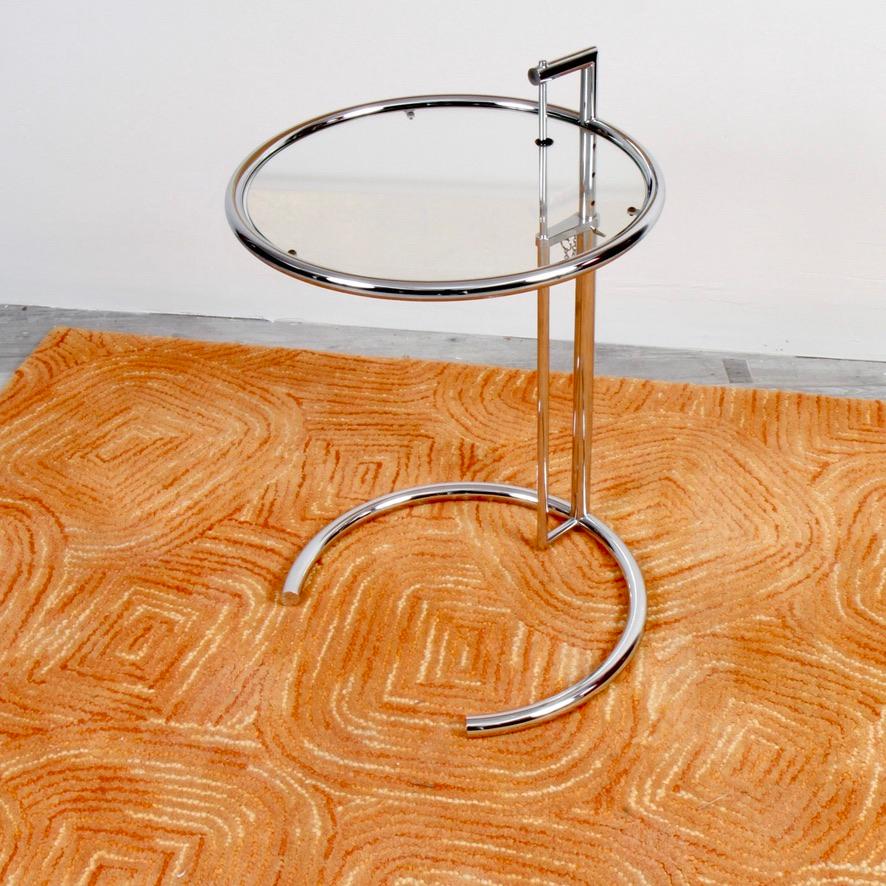 Mid-Century Modern Eileen Gray Side Table in Chrome and Glass Model E1027