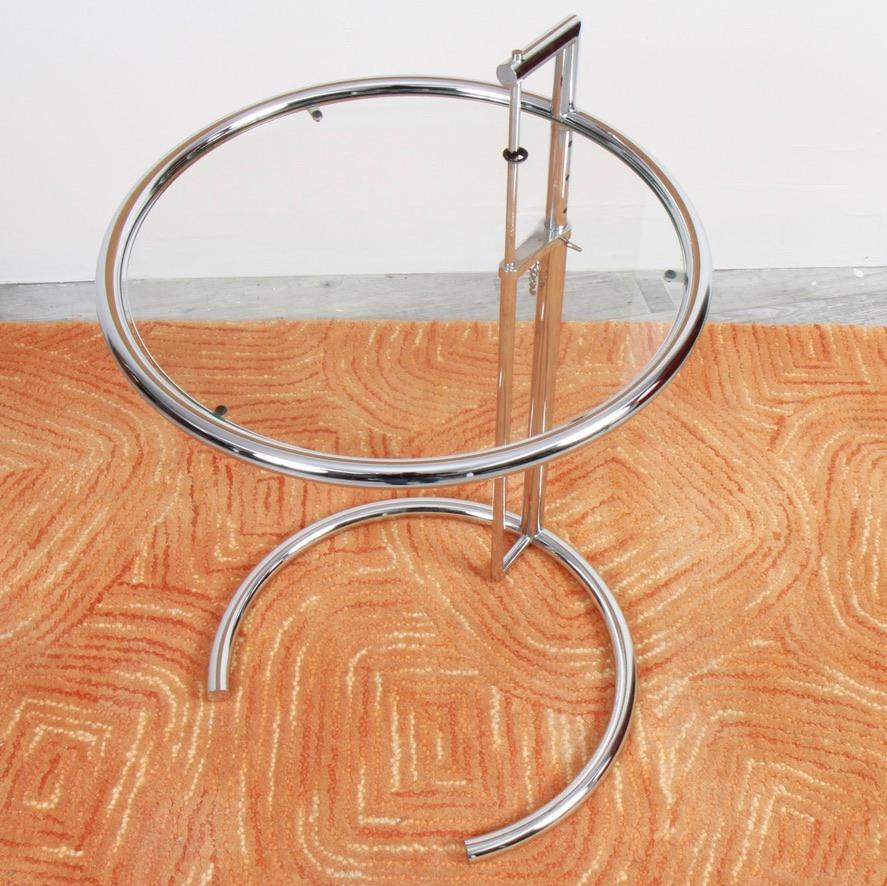 Eileen Gray Side Table in Chrome and Glass Model E1027 3