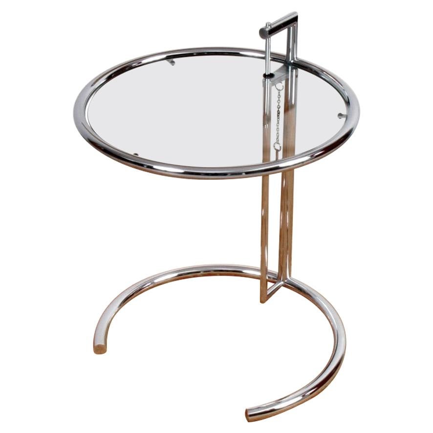 Eileen Gray Side Table in Chrome and Glass Model E1027