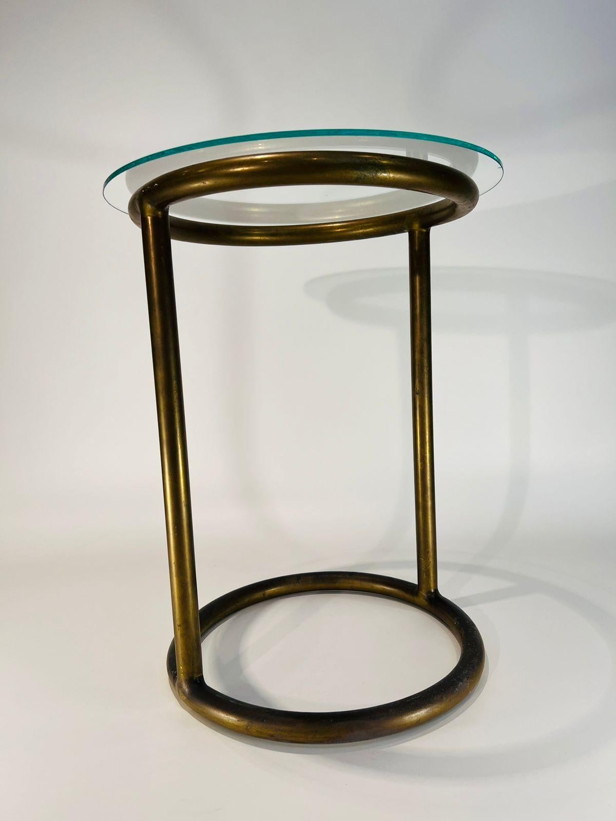 American Eileen Gray side table in metal and glass circa 1930 Art Deco For Sale