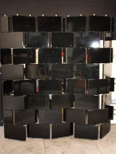 Eileen Gray Style Brick Screen, Black Lacquer Room Divider