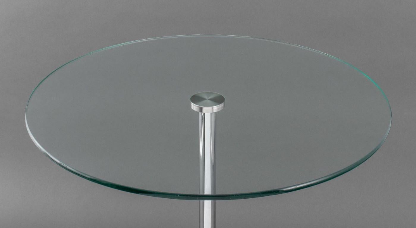 Eileen Gray Style Glass Top End Tables, Pair In Good Condition For Sale In New York, NY