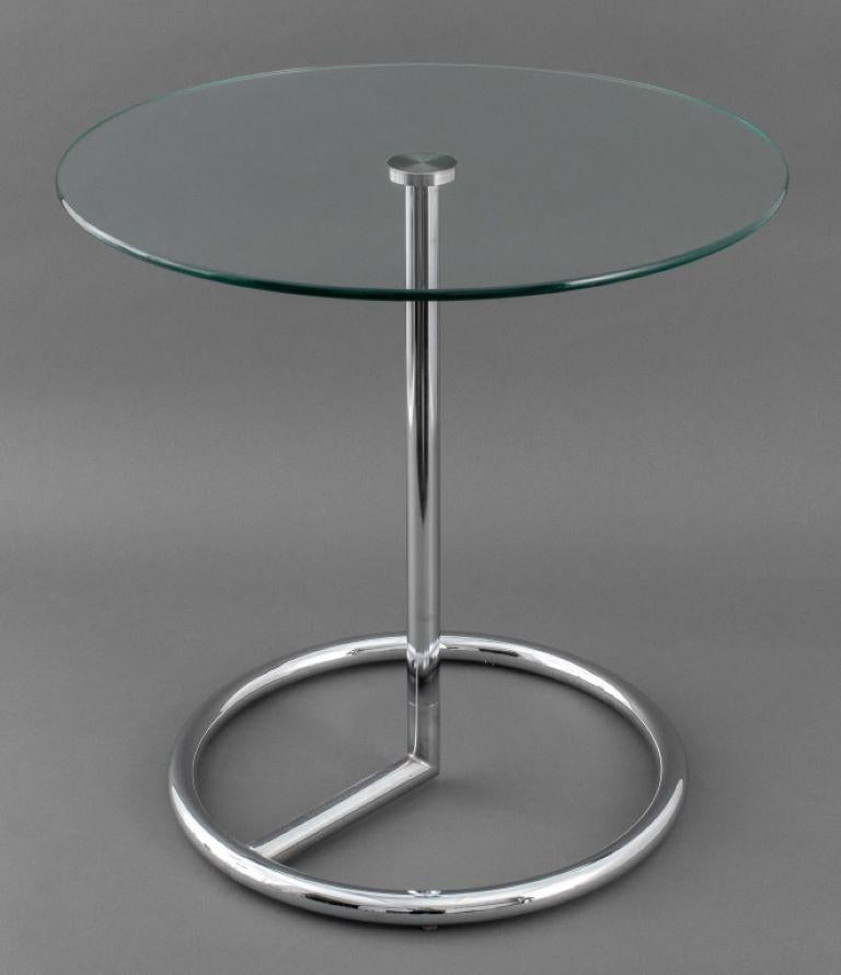 Eileen Gray Style Glass Top End Tables, Pair 1