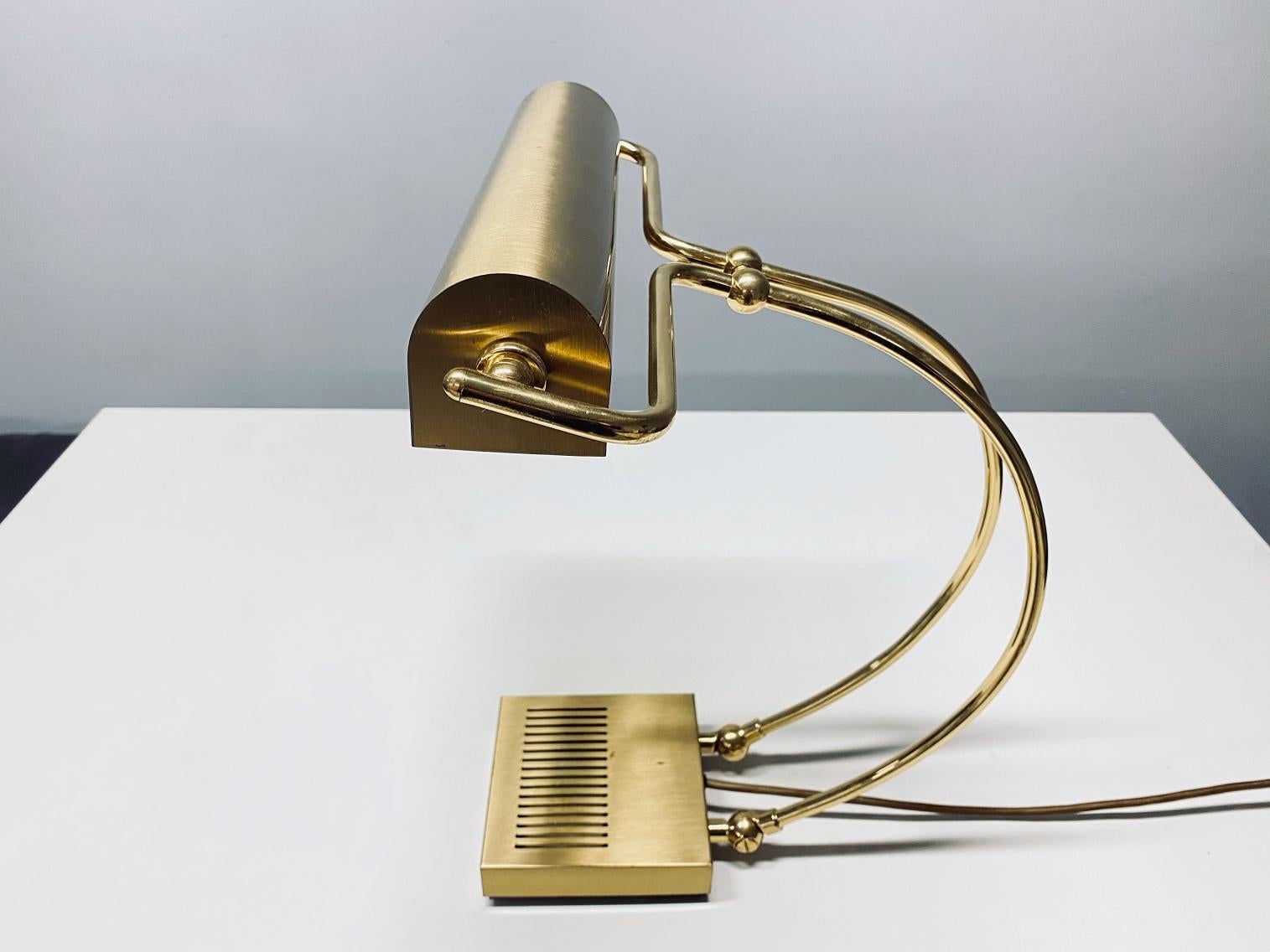 Metalwork Eileen Gray Style Midcentury Brass Table Lamp, 1970s, Germany For Sale