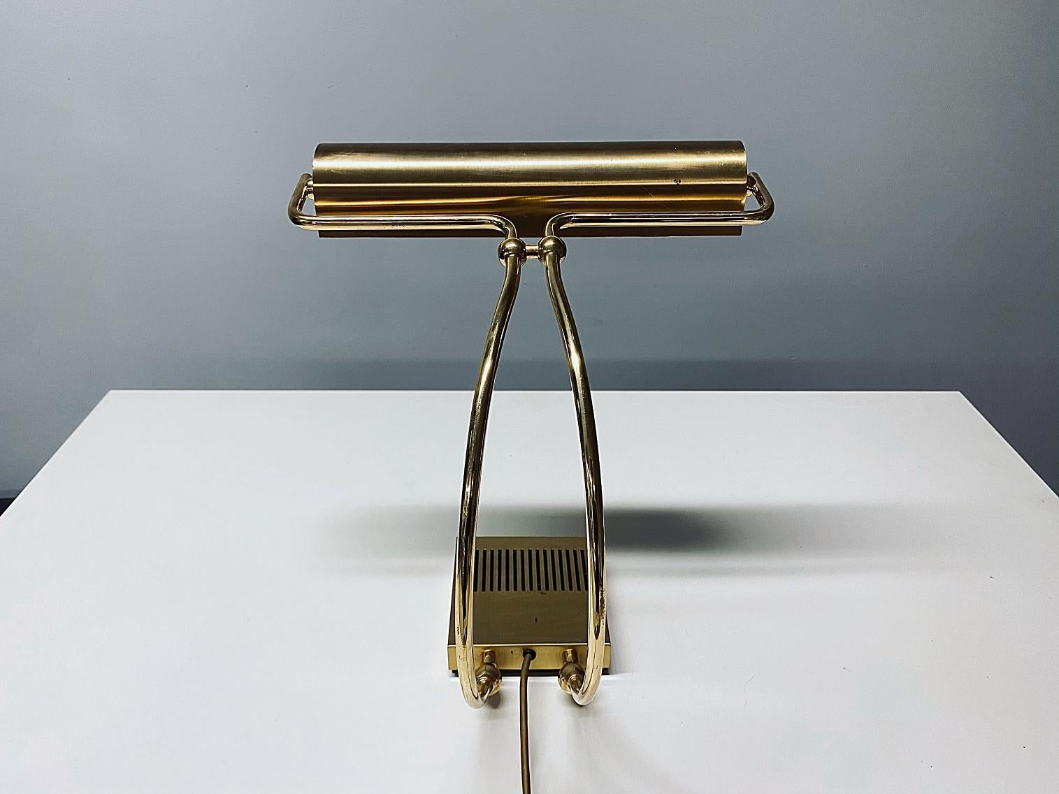 Late 20th Century Eileen Gray Style Midcentury Brass Table Lamp, 1970s, Germany For Sale