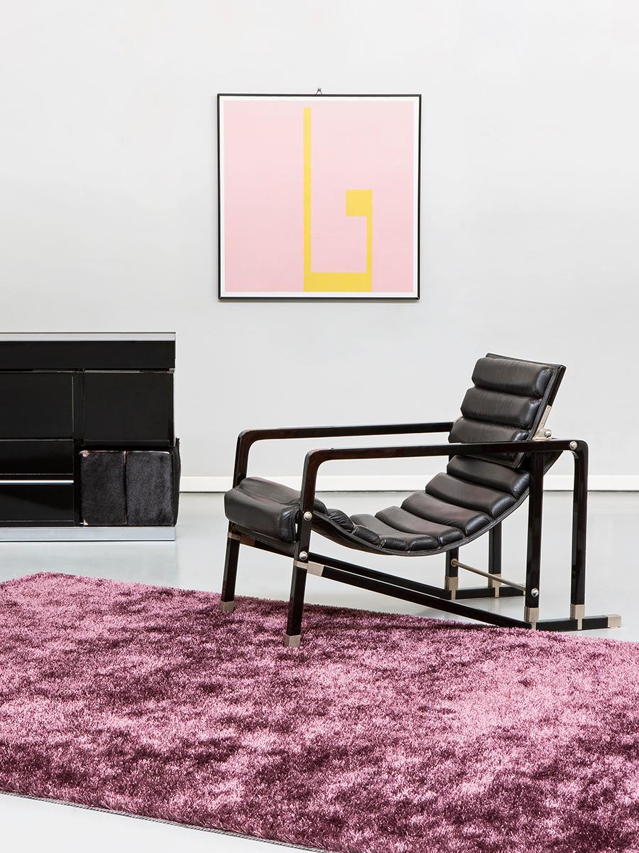 Black wood, metal and leather Eileen Gray Transat Lounge Chair, 1970s 3