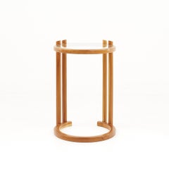 Eileen Grey Style Mid Century Walnut and Glass Side Table